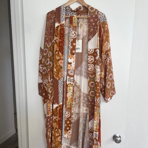 SPELL Cha Cha Maxi Robe Kimono Duster in Brown Sugar - Size S-M - NWT - Picture 10 of 10